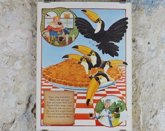 Original Vintage Guinness Toucan Poster, Sing a Song of Sixpence, 4 and 20 pie, advertising ale Irish stout beer print wall art retro 1970s