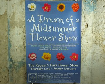 Original Vintage Regents Park Flower Show Poster Dream of a Midsummer Flower Show Garden botanical flora plants bloom 2000 wall art 2000s