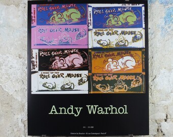 1990 Andy Warhol Poster, Toy Series 1983, Wind up Toy Roll over Mouse, amazing condition, pop art, gallery exhibition wall art 1990s