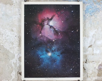 1961 Trifid Nebula in Sagitterius Poster, NGC 6514 California Institute of Technology and Carnegie Institution, Hale Observatories wall art