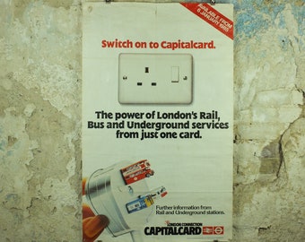 Vintage Tube London Underground Poster, 1980s Capitalcard 1985, authentic London history, travel and tourism tourist wall art