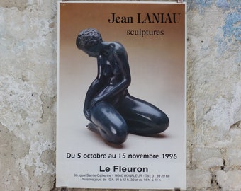 1996 Jean Laniau Poster, sculpture, female form, French artist, gallery exhibition, wall art decor
