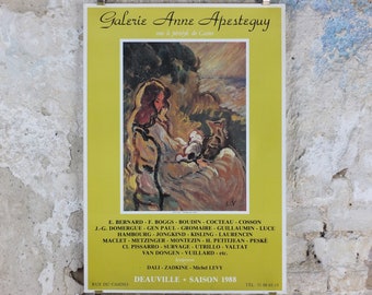 1988 Louis Valtat Poster, Femme au Chat, Cat Woman, colourful, Fauvism, fauves, the wild beasts, artist gallery exhibition, wall art decor
