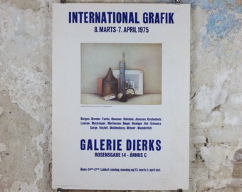 1975 Friedrich Meckseper Poster, Still life of etching materials in time, Galerie Dierks, expressionist, gallery exhibition wall art decor