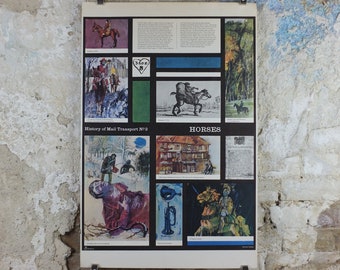 1966 History of Mail Transport Poster, Horses, GPO, General Post Office, by Michael Heslop, Royal Mail, SPWDC3, decor wall art