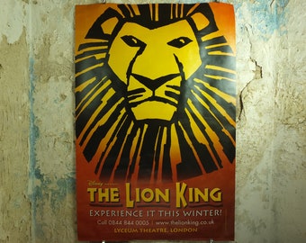 Original Vintage The Lion King Poster Elton John Tim Rice Musical Lyceum Theatre London Disney show Broadway wall art 1990s