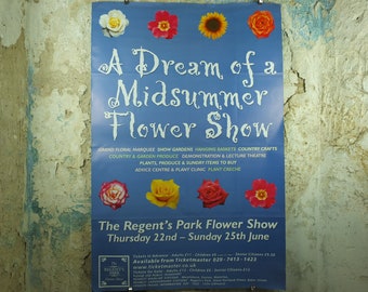 Original Vintage Regents Park Flower Show Poster Dream of a Midsummer Flower Show Garden botanical flora plants bloom 2000 wall art 2000s