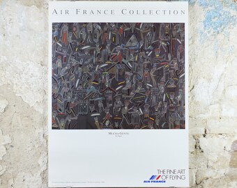 1988 Air France Collection Poster, Mucha Gente by Antonio Segui, Modernism, Commemorative Edition, Aviation, tourism vacation wall art