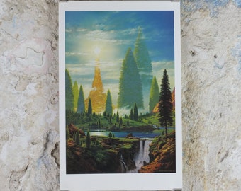 1998 Tolkien Silmarillion Poster, The Lamp of the Valar, by Ted Nasmith, Middle Earth pre Lord of the Rings, print wall art decor