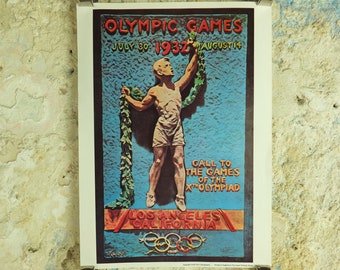 Vintage Olympic Games Los Angeles California USA Poster rings sports sport international summer wall art reprint 1970s