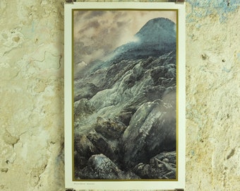 1994 Mount Doom Poster, by Alan Lee, Vintage Lord of the Rings, Tolkien Centenary, Return of the King, illustration print wall art decor