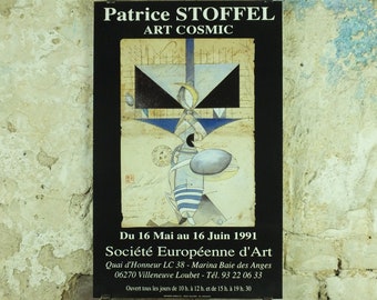 1991 Patrice Stoffel Exhibition Poster, Art Cosmic, painter, artist gallery exhibition wall art 1990s