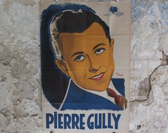 Original Vintage French Singer Pierre Gully Poster crooner entertainment fashion style Advertising print slick deco nouveau wall art 1930s