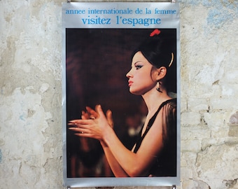 1975 International Womens Year Poster, Flamenco Andalucia Spain, annee internationale de la femme, United Nations, feminist wall art decor