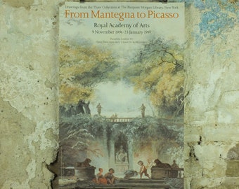 1997 Royal Academy of Arts Poster, From Mantegna to Picasso, Jean-Honore Fragonard, Rococo artist gallery exhibition wall art 1990s