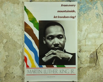 Martin Luther King Poster, From every mountainside let freedom ring, MLK by Carol Livingston, civil rights movement, wall art decor 1980s