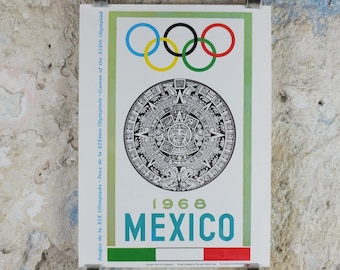Vintage Olympic Games Mexico City Mexico Poster rings sports sport international summer wall art reprint 1970s