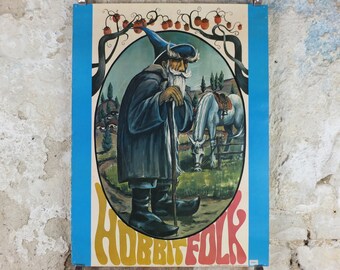 1970 Gandalf Hobbitfolk Poster, Gandalf with Shadowfax, Hobbit Toys & Games Co, J.R.R. Tolkien, Middle Earth, fantasy fiction wall art decor