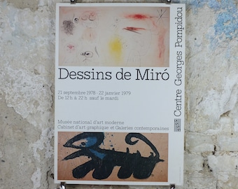 1979 Joan Miro Poster, Centre Georges Pompidou, Dessins de Miro, Dada Surrealism, modern art, gallery exhibition wall art decor