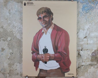 1991 Vintage Criminal Target Poster, #1 Realistic Target Company, Minneapolis, Law Enforcement, comic cartoon gun police, wall art decor