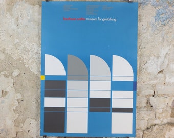 1987 Bauhaus Poster, Ott & Stein ‘Sheds’, Design Museum fur Gestaltung, Berlin, Art Deco Nouveau, gallery exhibition, wall art decor