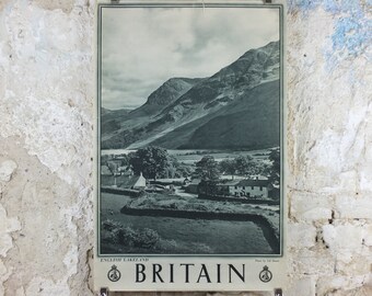 1947 Lake Distrist Britain Poster, English Lakeland, Travel Association United Kingdom, travel tourism, holiday vacation wall art decor