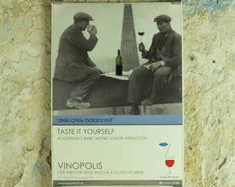 Original Vintage Vinopolis Wine Poster construction builders tasting Bank End London Bridge SE1 Winery Viticulture print wall art 1990s