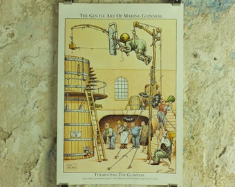 Original Vintage Gentle Art of Making Guinness Poster Fermenting the Guinness advertising ale Irish stout beer print wall art retro 1980s