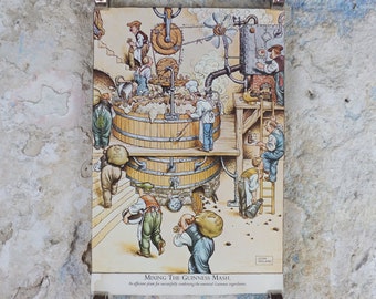 Vintage Gentle Art of Making Guinness Poster, Mixing the Guinness Mash, advertising ale Irish stout beer print wall art retro 1980s