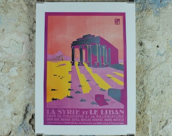 Syria Temple of Bal Travel Poster, Baal Palmyra , Excursions in the Orient, Reprint, travel and tourism advertising, wall art decor 1990s