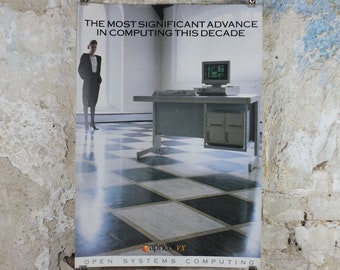 1989 Apricot VX Poster, the first 486 to market, computer technology pc server, retro wall art decor