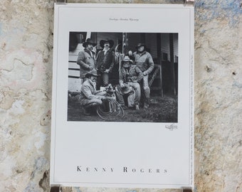 1989 Kenny Rogers Western Collection Poster, Cowboys Sheridan Wyoming, photography monochrome, country music, wall art decor