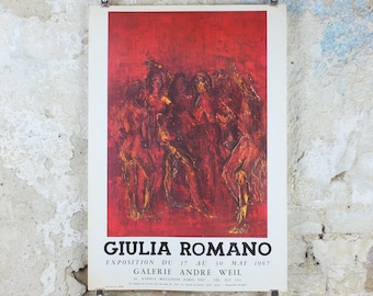 1967 Giulia Romero Poster, The Red Dancers, expresionism painting, beauty in the feminine form, artist gallery exhibition, wall art decor