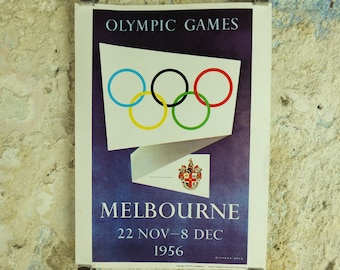 Vintage Olympic Games Melbourne Australia Poster rings sports sport international summer wall art reprint 1970s