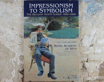 1994 Royal Academy of Arts Poster, Henry van de Velde, "Pere Biart reading in the garden" 1890 Impression gallery exhibition, wall art decor