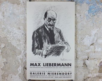 1984 Max Liebermann Poster, Self Portrait with Drawing Pad 1912, Berlin Secession expressionist, artist gallery exhibition, wall art decor