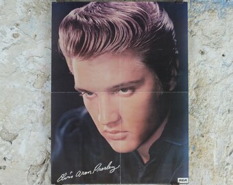 Vintage Elvis Presley Poster, The King, Elvis the Pelvis, music wall art 1980s