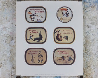 1990s Guinness Toucan Concept Poster, by John Gilroy, Gilroy Tin Trays from 1935-1955, Advertising campaign Wall art retro decor