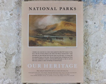 1965 North York Moors National Park Poster, John Sell Cotman, Sutton Bank, Travel and Tourism, walking trail, wall art decor