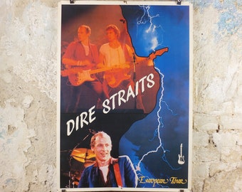 1992 Dire Straits European Tour Poster, Mark Knopfler, On Every Street, Brothers in Arms, musical wall art decor