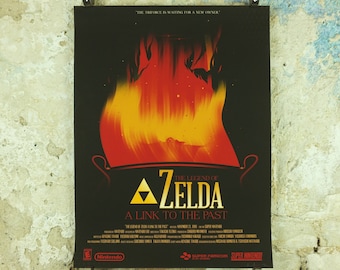 Vintage A Link to the Past Poster, Legend of Zelda, Signed Limited Edition by Marinko Milosevski, Nintendo, Movie Poster, wall art 1990-2000