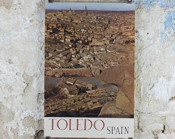 1960s Toledo Travel Poster, Capital of Visigoth Iberia, Vintage Spanish, Spain travel tourism, holiday vacation, wall art decor
