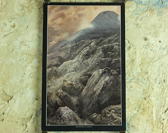 1999 Mount Doom Poster, by Alan Lee, Gollum in Mordor, Vintage Lord of the Rings, Tolkien Return of King illustration print wall art decor