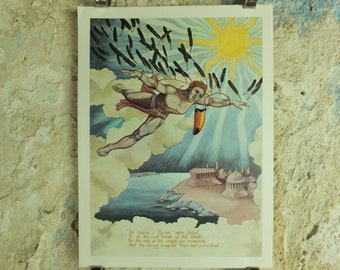 Original Vintage Guinness Toucan Poster, advertising, Icarus Greek feathers sun, ale Irish stout beer print wall art retro 1970s