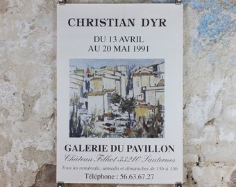 1991 Christian Dyr Poster, Château Filhot, Sauternes, Southern France, Impressionist, artist gallery exhibition, wall art decor
