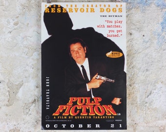 1994 Vintage Movie Pulp Fiction Poster, John Travolta as Vincent Vega, Quentin Tarantino, wall art decor, cinema film memorabilia
