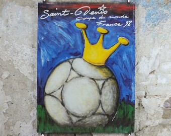 1998 World Cup Poster, Saint Denis France 98, Coupe du Monde, by S Decugis, football, soccer, 80cm x 60cm, original sport wall art decor