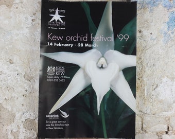 1999 Kew Orchid Festival Poster, Royal Botanic Gardens Kew, Garden botanical flora plants blooms, wall art decor