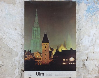 1960s Ulm Cathedral Germany Poster, the highest steeple in the world,  Baden-Württemberg, travel tourism holiday vacation wall art decor