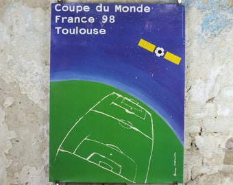 1998 World Cup Poster, Toulouse France 98, Coupe du Monde, by B Devos, football, soccer, 80cm x 60cm, original sport wall art decor